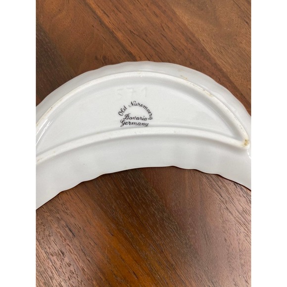 Old Nuremberg Trinket/Bone Dish Curved purple Floral 6 1/2" - Picture 4 of 5